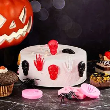 Patelai 4 Pcs Halloween Skull Silicone Mold Set for Baking
