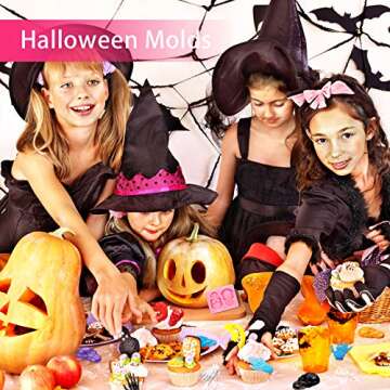 Patelai 4 Pcs Halloween Skull Silicone Mold Set for Baking