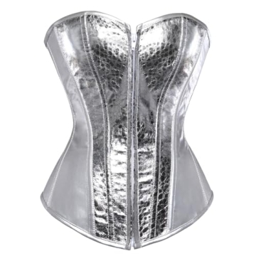 Kranchungel Punk Rock Faux Leather Corset - Stylish Silver Waist Cincher for Women