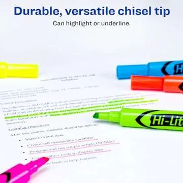 AVERY Hi-Liter Desk-Style Highlighters, Smear Safe Ink, Chisel Tip is great for sketch book art, 12 Assorted Colors (98034)