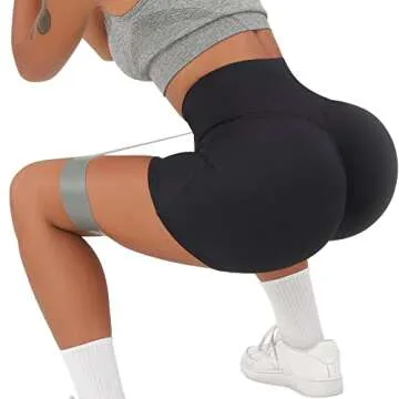 MOOSLOVER Women V Cross Waist Workout Shorts Butt Lifting High Waisted Biker Shorts(M,#1 Black)