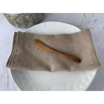 Hemstitched Linen Napkins – 20 Inch x 20 Inch – Stonewashed Pure Linen Cloth Dinner Napkins with...