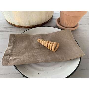 Hemstitched Linen Napkins – 20 Inch x 20 Inch – Stonewashed Pure Linen Cloth Dinner Napkins with Mitered Corners - 100% French Flax – Machine Washable - Set of 4 (Natural Rustic Taupe)