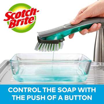 Scotch-Brite Advanced Soap Control Dishwand Brush Scrubber, Antibacterial* Dish Wand Brush with Soap...