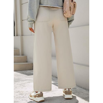 Dokotoo Women's Pants High Waisted Cargo Pants Women Baggy Jeans for Women Straight Wide Leg 2024 Fall Outfits Fashion Clothes Casual Pants Trendy Pocket Teen Girls Trousers Stretch Denim Pants Khaki