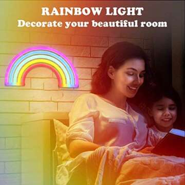 Rainbow Night Light for Kids Gift LED Rainbow Neon Signs Rainbow Lamp for Wall Decor Bedroom Decorations Home Accessories Party Holiday Decor Battery or USB Operated Table Night Lights