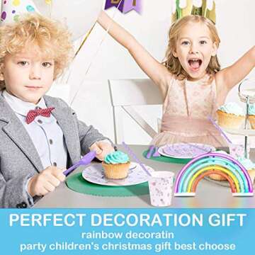 Rainbow Night Light for Kids Gift LED Rainbow Neon Signs Rainbow Lamp for Wall Decor Bedroom Decorations Home Accessories Party Holiday Decor Battery or USB Operated Table Night Lights