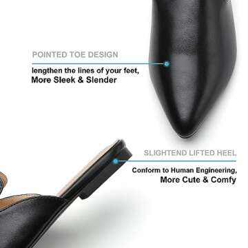 Tilocow Mules for Women Flats Comfortable Pointed Toe Slip On Backless Loafers Flat Mule Business Casual Shoes Slides