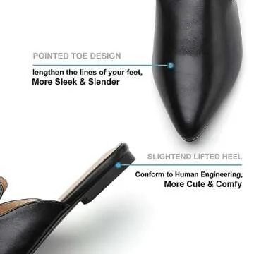 Tilocow Mules for Women Flats Comfortable Pointed Toe Slip On Backless Loafers Flat Mule Business Casual Shoes Slides