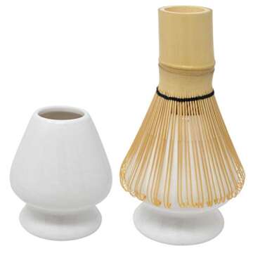Bskifnn Japanese Tea Set-4PC Japanese Matcha Ceremony Accessory,Matcha Whisk,Whisk Holder,Bowl,Tea S...