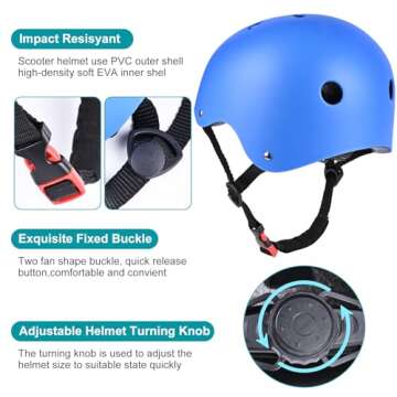 Kids Helmet, Toddler Helmet Adjustable Toddler Helmet Ages 3-8 Years Old Boys Girls Multi-Sports Safety (Blue)