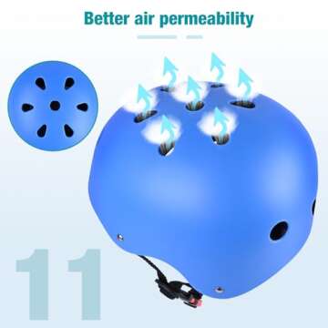 Kids Helmet, Toddler Helmet Adjustable Toddler Helmet Ages 3-8 Years Old Boys Girls Multi-Sports Safety (Blue)