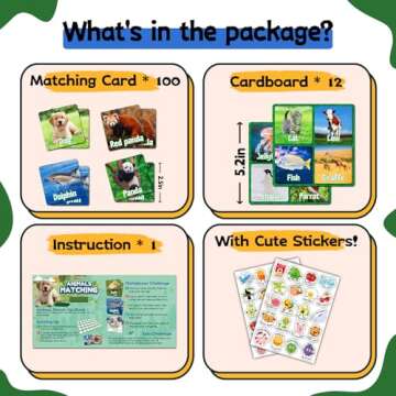 zheyistep 100 PCS Animal Matching Game for Kids Toddlers Memory Game, Animal Match Game Concentratio...