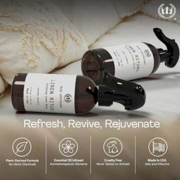 Muse Apothecary Linen Ritual - Aromatic, Soothing, and Relaxing Linen Spray for Bedding, Laundry and Fabric Spray Freshener - Infused with Natural Aromatherapy Essential Oils - Lavender Serenity