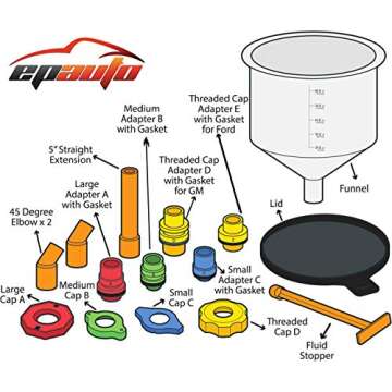 EPAuto Spill Proof Radiator Coolant Filling Funnel Kit