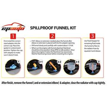 EPAuto Spill Proof Radiator Coolant Filling Funnel Kit