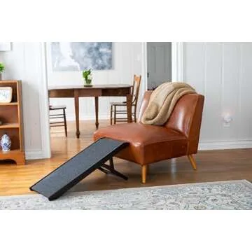 BIRDROCK HOME Adjustable Pet Ramp for Small Dogs, Cats, Puppies - Foldable Wooden Dog Ramp for Couch, Bed, Car - Indoor or Outdoor- Safe, Portable, Non-Slip Carpet - 16", Espresso