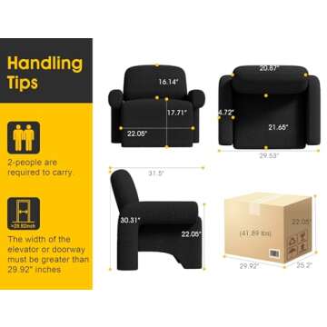 Dewhut Modern Sherpa Accent Chair, Fuzzy Upholstered Single Sofa with Round Armrest, Cozy Teddy Read...