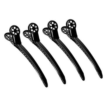 Framar Black Tight Tension Clips - Set of 4 Professional Hair Clips – Hair Clips for Styling, Clips for Hair, Metal hair Clips - Extra Tight & Durable