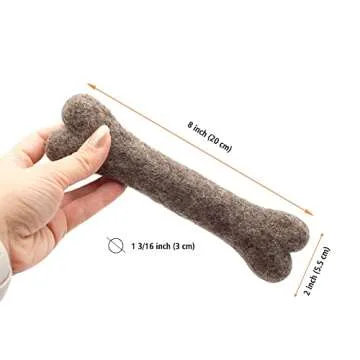 Glaciart One Felted Wool Dog Chew Bone (3 Pcs)| Durable Dog Chew Toy, Puppy Chew Toys for Teething & Dog Teeth Cleaning | Pet Toys Fetch Games & for Anxiety/Boredom | Great for Small or Medium