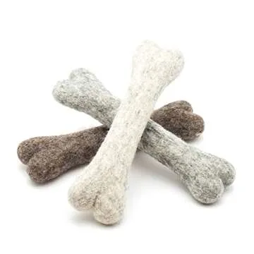 Glaciart One Felted Wool Dog Chew Bone (3 Pcs)| Durable Dog Chew Toy, Puppy Chew Toys for Teething & Dog Teeth Cleaning | Pet Toys Fetch Games & for Anxiety/Boredom | Great for Small or Medium