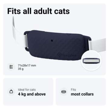 Tractive GPS Tracker & Health Monitoring for Cats (9 lbs+) - Market Leading Pet GPS Location Tracker | Wellness & Escape Alerts | Waterproof | Works with Any Collar (Dark Blue)