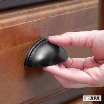Ilyapa Matt Black Cup Drawer Pulls - 3 Inch Hole Center Bin Cup Drawer Handles, Bin Pulls Matte Black - 10 Pack of Kitchen Cabinet Hardware, Cupboard Handles and Knobs