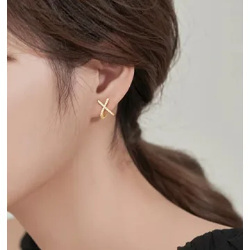 Reffeer 925 Sterling Silver CZ Cuff Earrings for Women