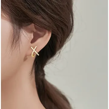 Reffeer 925 Sterling Silver CZ Cuff Earrings for Women