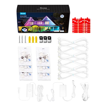 Govee Permanent Outdoor Lights, Smart RGBIC Outdoor Lights with 75 Scene Modes, 100ft with 72 LED Christmas Lights, IP67 Waterproof for Christmas Decorations, Work with Alexa, Google Assistant, White