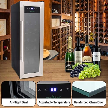 NutriChef Compact 12 Bottle Mini Wine Cooler Fridge