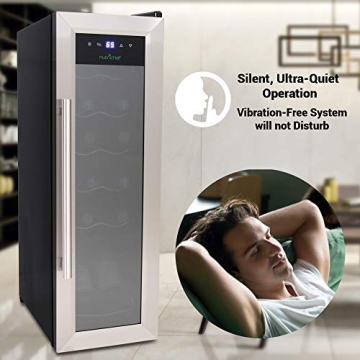 NutriChef Compact 12 Bottle Mini Wine Cooler Fridge