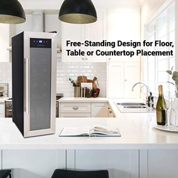 NutriChef Compact 12 Bottle Mini Wine Cooler Fridge