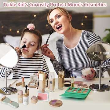 Smartwo Wooden Makeup Toy Set for Toddler Pretend Play 22 PCS Wood Beauty Salon Toys Cute Wooden Mak...