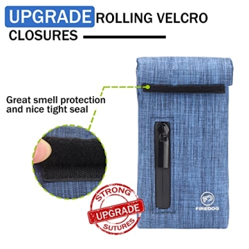 FIREDOG Smell Proof Bags, Fabric Odor Proof Bag for Dog Tested 3"x6" Small Stash Travel Storage Pouch(Blue)