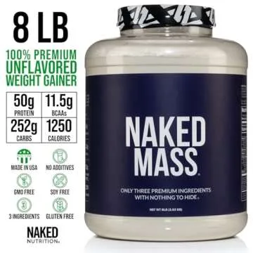 Naked Mass Natural Weight Gainer Protein Powder 8 LB Bulk