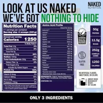 Naked Mass Natural Weight Gainer Protein Powder 8 LB Bulk