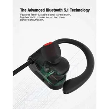 Bluetooth Headphones,Wireless Earbuds IPX7 Waterproof Sports Earphones with Mic HD Stereo Sweatproof in-Ear Earbuds Gym Running Workout 8 Hour Battery Noise Cancelling Headsets