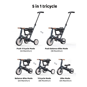 newyoo 5-in-1 Tricycles for Kids 1-3 Years - Safe & Fun