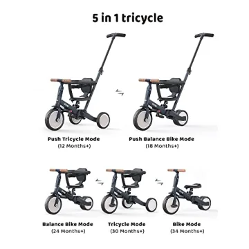 newyoo 5-in-1 Tricycles for Kids 1-3 Years - Safe & Fun