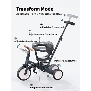 newyoo 5-in-1 Tricycles for Kids 1-3 Years - Safe & Fun