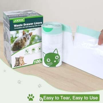 Cat Litter Box Liner Bags Compatible with Self-Cleaning Litter Box Robot 100 Pack, Waste Drawer Line...