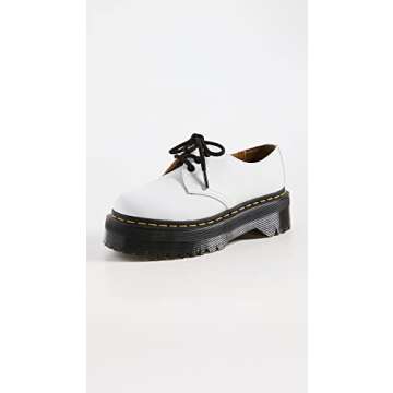 Dr. Martens Unisex 1461 Quad Oxford, White Polished Smooth, 5 US Men