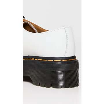 Dr. Martens Unisex 1461 Quad Oxford, White Polished Smooth, 5 US Men