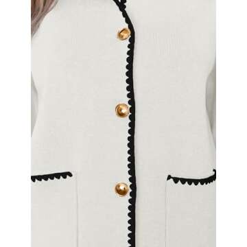 LILLUSORY Womens Cardigan Sweater Fall Outfits Clothes Fashion Trendy 2024 Jacket Blazer Lady Outerwear Button Down Lightweight Coat White XL