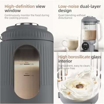 Zopehan Nut Milk Maker,35oz(1000ml) Automatic Soy Milk Maker for Homemade Almond, Oat, Soy Milk, Plant-Based Milk and Non-Dairy Beverages 8 in 1, Milk Maker Machine with Delay Start/Self Clean (Grey)