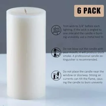 Elegant Unscented Pillar Candles Set of 6 for All Occasions