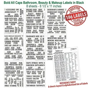 Stylish 186 Bathroom and Beauty Organization Labels