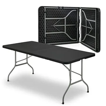 MoNiBloom 6Ft Folding Table, Heavy Duty Portable Plastic Dining Tables Fold in Half Indoor Outdoor D...