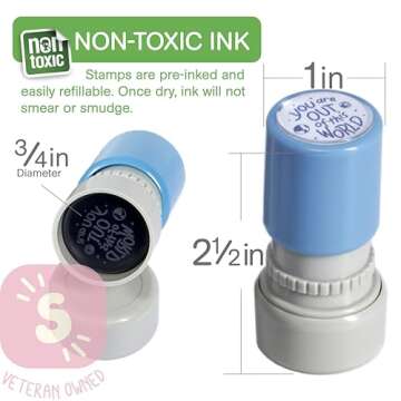 Stamp Joy - 6 Self-Ink Flash Stamp Set, Multicolor Teacher Stamps, Office Stationery Stamps, Pre-Inked, Refillable Stamps (Inspiration Set)